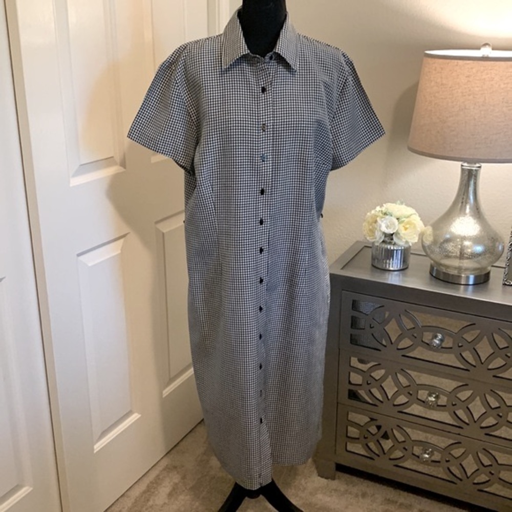 Sag Harbor Dress Black & White Checkered Size 16